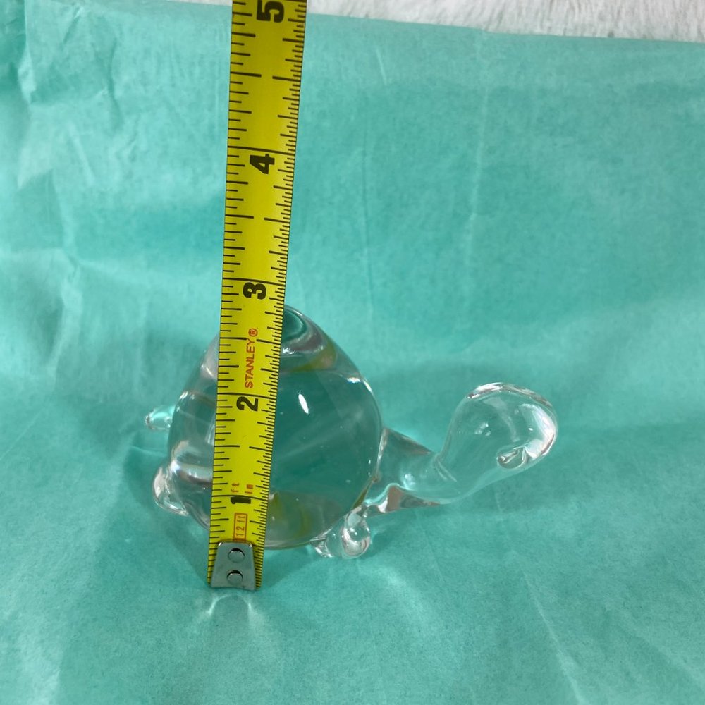 Vintage Art Glass Blown Glass paperweight Turtle clear - Picture 7 of 9